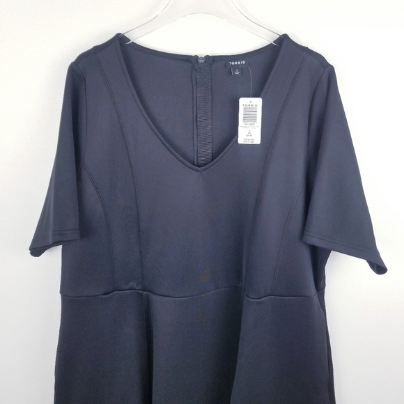 Torrid Fluted Fit & Flare Mini Dress Scuba Black NWT - Picture 11 of 13